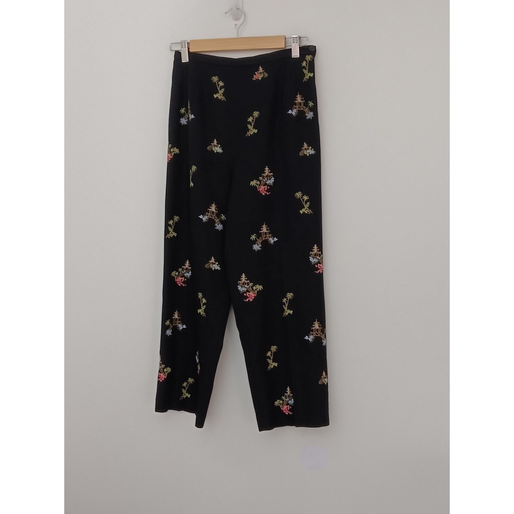 Talbots Pants Women's Size 2P* Temple Palm Tree Embroidered Cropped Petites